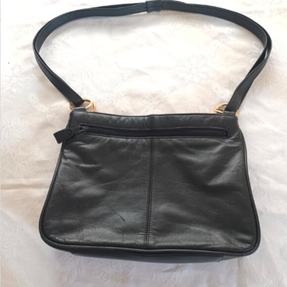 Gaba-Gaba Genuine Leather Multiple Compartments Shoulder Bag Handbag Black Soft - Picture 5 of 17